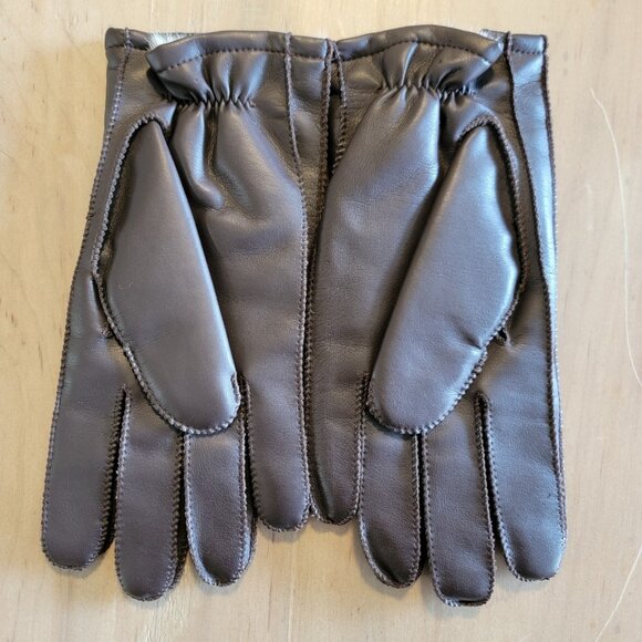 Fourchettes Faux Dark Brown Leather Gloves Rabbit Fur Lined Size XL